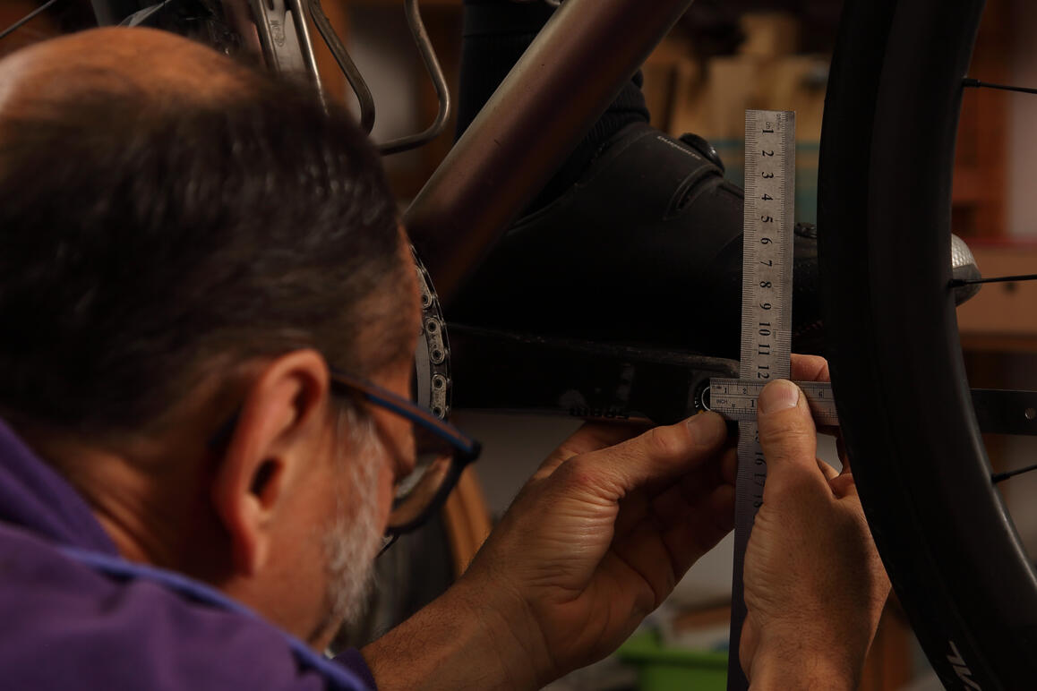 Untitled Cycling cleat setup and adjustment during a bike fitting in Newbury